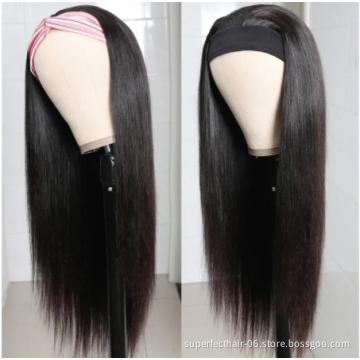 Straight Headband Wig Human Hair For Black Women Glueless Half Wig With Head Band Brazilian Straight Headband Human Hair Wigs